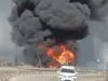 गैस सिलेंडर से भरा टैंकर पलटा, भड़की भीषण आग ; जिंदा जले ड्राइवर और क्लीनर