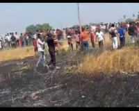 बलिया में किसानों की मेहनत लूट ले गई आग, 50 बीघा खेत में खड़ी गेहूं की फसल राख