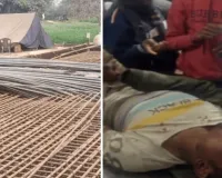 बलिया में निर्माणाधीन पुल का गिरा स्ट्रक्चर, चार मजदूर घायल