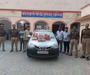 Ballia में 9 पेटी शराब लदी कार के साथ चार गिरफ्तार